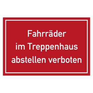 Verbotszeichen Fahrräder im Treppenhaus abstellen verboten