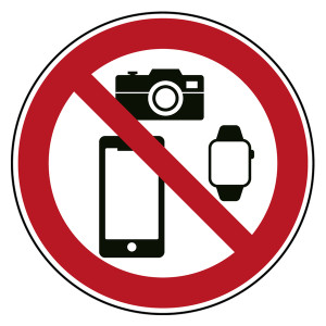 Bodenmarkierung Verbotszeichen Smartphones, Smartwatches und Fotoapparate verboten