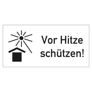 Paketaufkleber mit Symbol und Text Vor Hitze schützen Weiß
