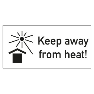 Paketaufkleber Vor Hitze schützen mit Text Keep away from heat Weiß
