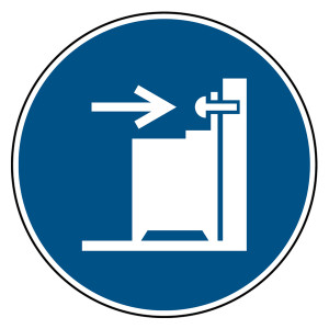 Gebotszeichen Kippsicherung benutzen DIN EN ISO 7010 M071