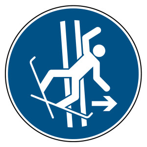 Gebotszeichen Im Fall eines Sturzes Schleppspur sofort verlassen DIN EN ISO 7010 M035