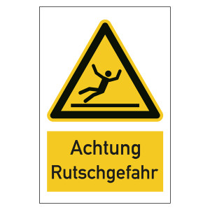 Warnzeichen Achtung Rutschgefahr Kombischild