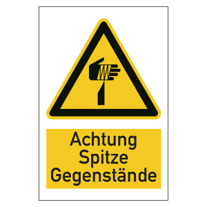 Warnzeichen Achtung spitze Gegenstände Kombischild