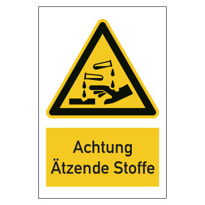 Warnzeichen Achtung Ätzende Stoffe Kombischild