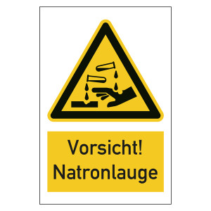 Warnzeichen Vorsicht! Natronlauge Kombischild