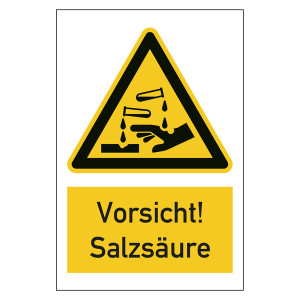 Warnzeichen Vorsicht! Salzsäure Kombischild