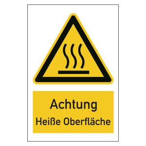 Warnzeichen Achtung heiße Oberfläche Kombischild
