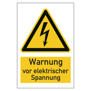 Warnzeichen Warnung vor elektrischer Spannung Kombischild