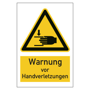 Warnzeichen Warnung vor Handverletzungen Kombischild