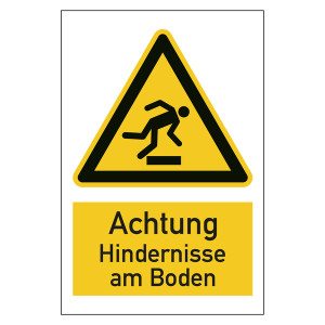 Warnzeichen Achtung Hindernisse am Boden Kombischild
