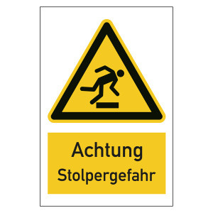 Warnzeichen Achtung Stolpergefahr Kombischild