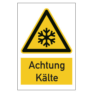 Warnzeichen Achtung Kälte Kombischild