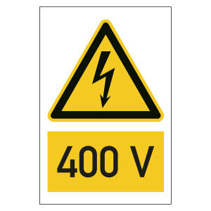 Warnzeichen Spannungskennzeichnung 400V Kombischild
