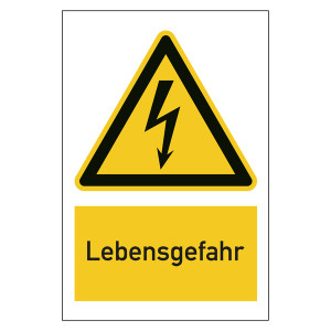 Warnzeichen Lebensgefahr Kombischild