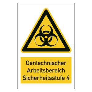 Warnzeichen Gentechnischer Arbeitsbereich Sicherheitsstufe 4 Kombischild