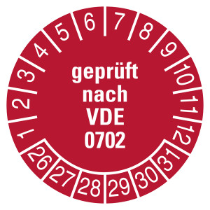Prüfplakette Geprüft nach VDE 0702 Rot