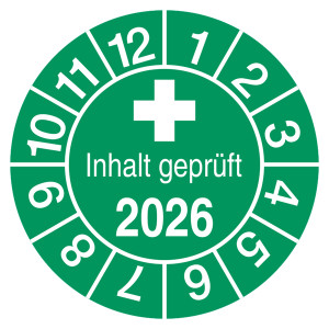 Prüfplaketten Inhalt geprüft Grün