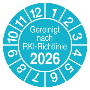 Prüfplaketten Gereinigt nach RKI-Richtlinie Türkis