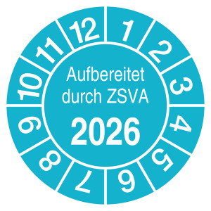 Prüfplaketten Aufbereitet durch ZSVA Türkis