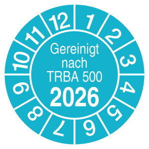 Prüfplakette Gereinigt nach TRBA 500 Türkis