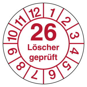 Prüfplakette Löscher geprüft Weiß