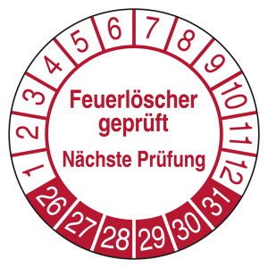 Prüfplakette Feuerlöscher geprüft Nächste Prüfung Weiß