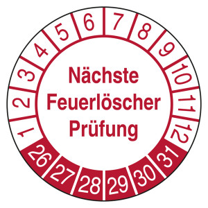 Prüfplakette Nächste Feuerlöscher Prüfung Weiß