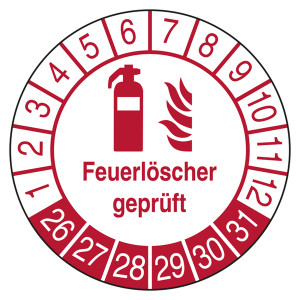 Prüfplakette Feuerlöscher geprüft Weiß