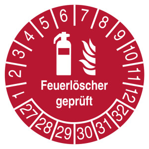 Prüfplakette Feuerlöscher geprüft Rot