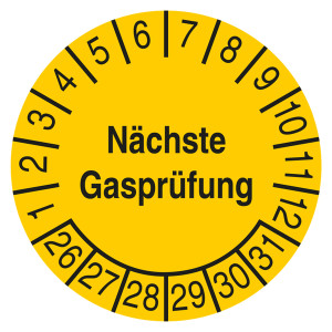 Prüfplakette Nächste Gasprüfung Gelb
