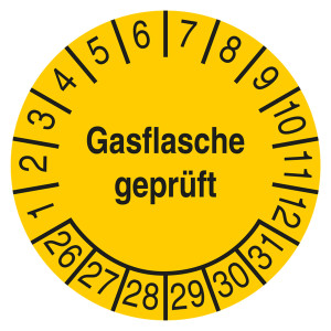 Prüfplakette Gasflasche geprüft Gelb