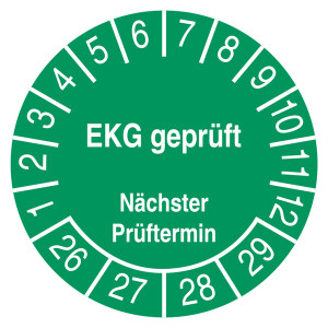Prüfplakette EKG geprüft Nächster Prüftermin Grün