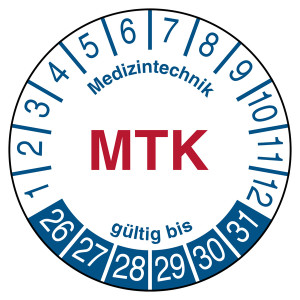 Prüfplakette Medizintechnik MTK gültig bis Weiß