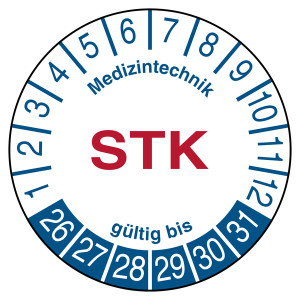 Prüfplakette Medizintechnik STK gültig bis Weiß