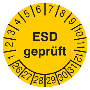 Prüfplakette ESD geprüft Gelb
