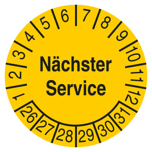 Prüfplakette Nächster Service Gelb