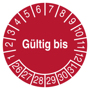 Prüfplakette Gültig bis Rot