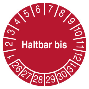 Prüfplakette Haltbar bis Rot