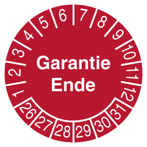 Prüfplakette Garantie Ende Rot