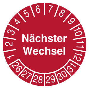 Prüfplakette Nächster Wechsel Rot