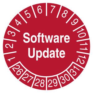 Prüfplakette Softwareupdate Rot