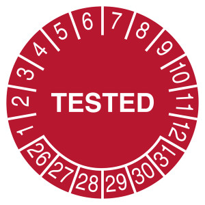 Prüfplakette TESTED Rot