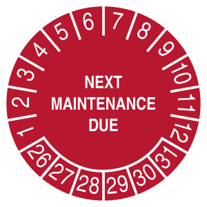 Prüfplakette NEXT MAINTENANCE DUE Rot