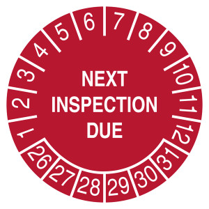 Prüfplakette NEXT INSPECTION DUE Rot