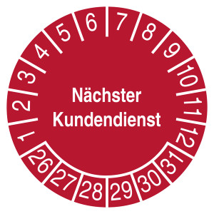 Prüfplakette Nächster Kundendienst Rot