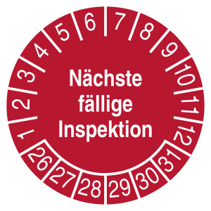 Prüfplakette Nächste fällige Inspektion Rot