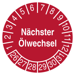 Prüfplakette Nächster Ölwechsel Rot