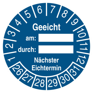 Prüfplakette Geeicht am durch Nächster Eichtermin Blau