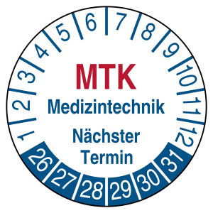 Prüfplakette MTK Medizintechnik Nächster Termin Weiß